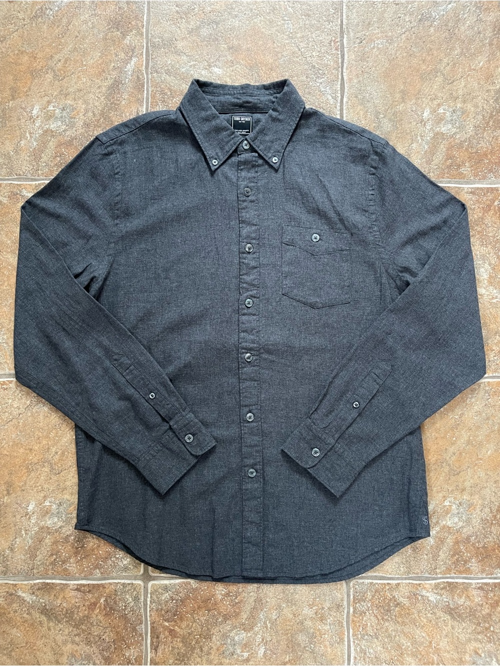 Todd Snyder Italian Brushed Flannel Button Down in Charcoal